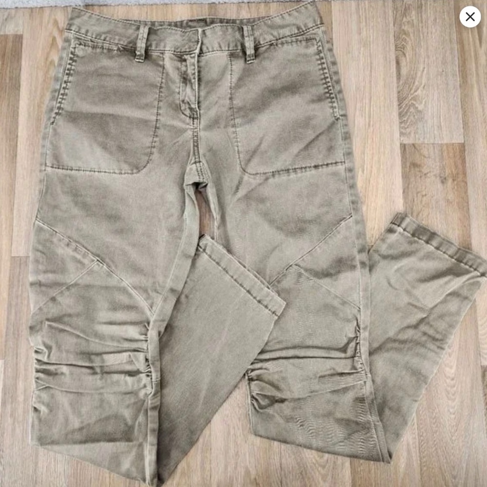 BCBG Women's Size 30 Dusty Olive Cargo/Moto Flat Front Zip Ankle Skinny Pants